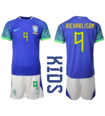 Brazil Richarlison #9 Replica Away Stadium Kit for Kids World Cup 2022 Short Sleeve (+ pants)
